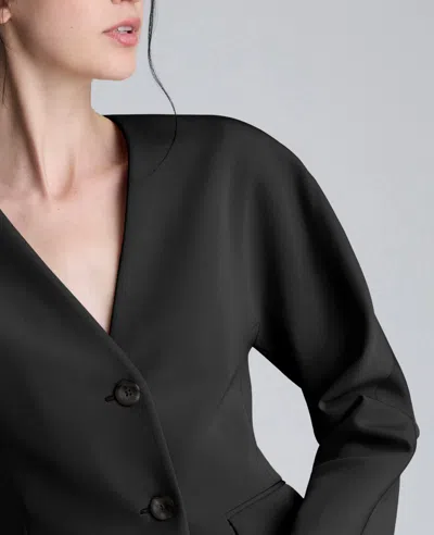 Kenneth Cole Luxe Twill Rounded Shoulder Jacket In Multi