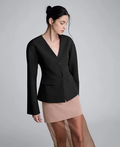 Kenneth Cole Luxe Twill Rounded Shoulder Jacket In Multi