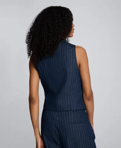 Kenneth Cole Fitted Pinstripe One-button Vest In Blue
