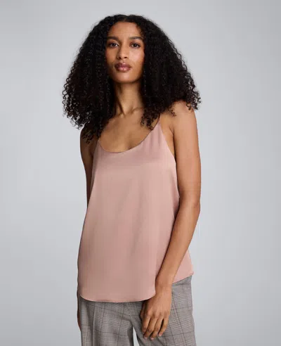 Kenneth Cole Scoop Neck Satin Camisole In Pink
