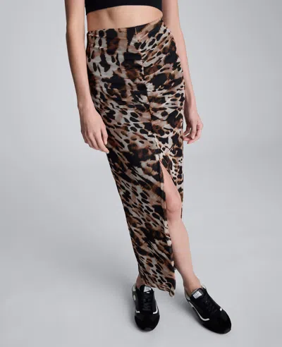 Kenneth Cole Animal Printed Pull On Mesh Skirt