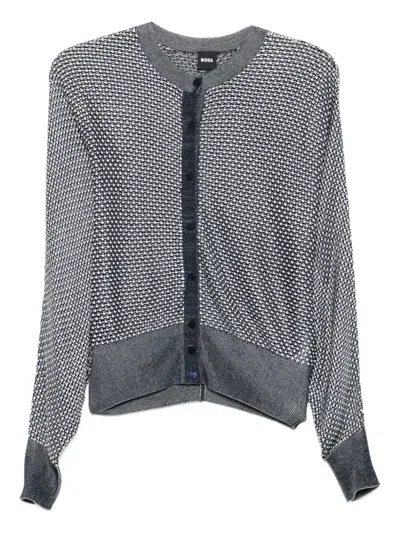 Hugo Boss Boss Furnari Textured Cardigan In Blue