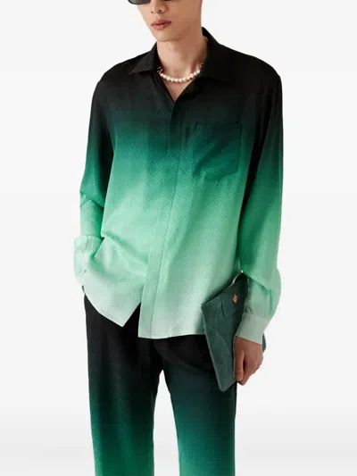 Casablanca Gradient Geometric-pattern Shirt In Green