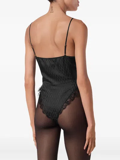 Versace Bodysuit With Lace Inserts In Black