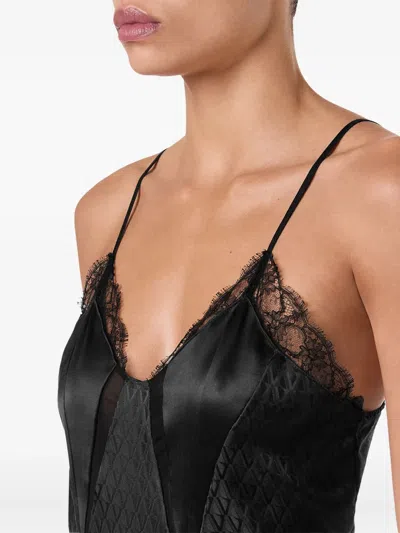 Versace Bodysuit With Lace Inserts In Black