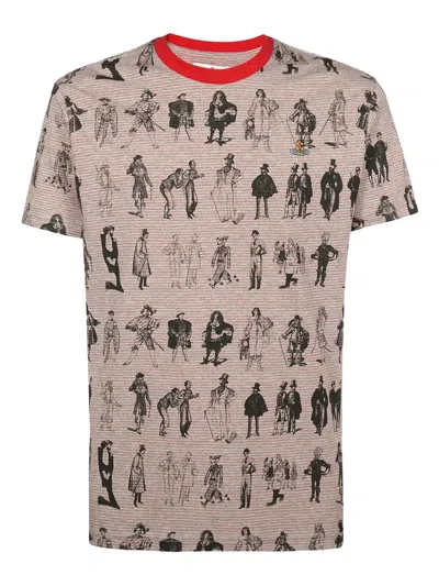 Vivienne Westwood Evolution Of Man-print Crew-neck T-shirt In Brown