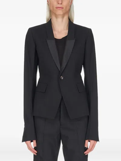Rick Owens Structured Shoulder Bell Sleeve Blazer In Black