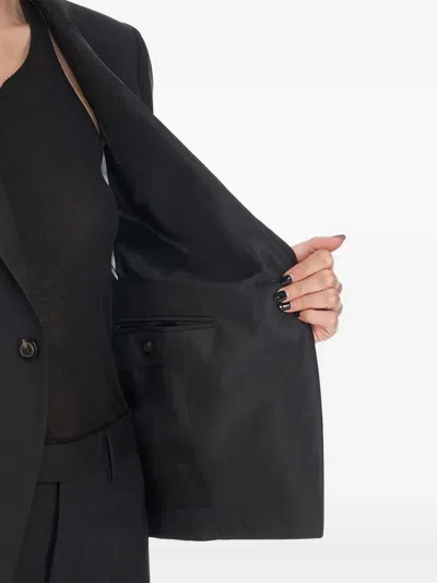 Rick Owens Structured Shoulder Bell Sleeve Blazer In Black