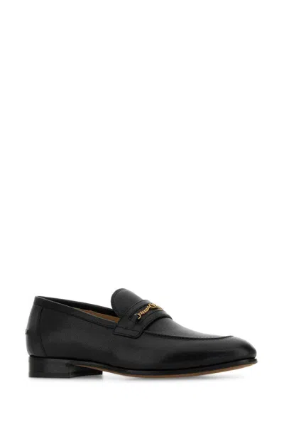 Valentino Logo-embellished Full-grain Leather Loafers In Black