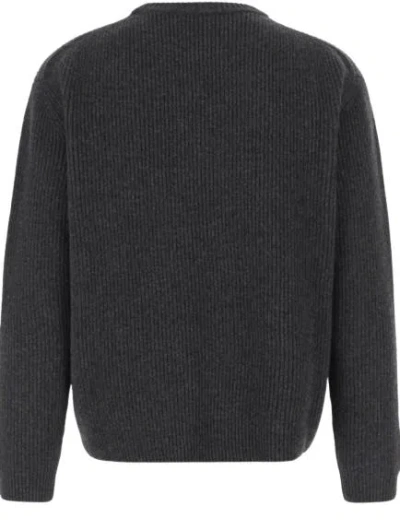 Gucci Logo-embroidered Ribbed Sweater In Gray