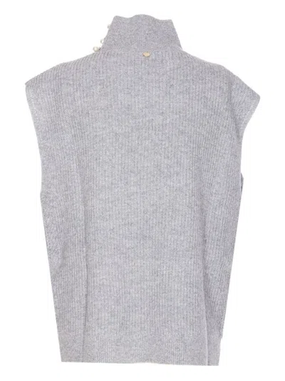 Liu •jo Pearl-embellished Vest In Gray