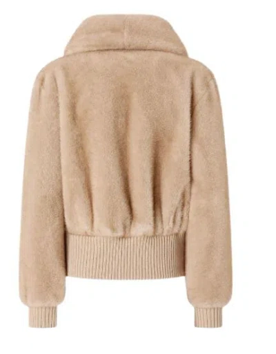 Pinko Faux-fur Ribbed-hem Jacket In Brown