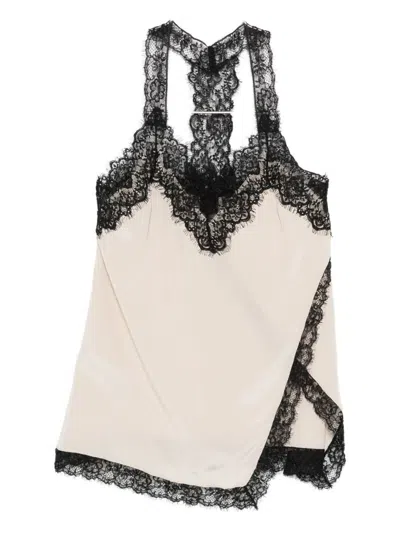 Pinko Lingerie Top With Lace In Gray