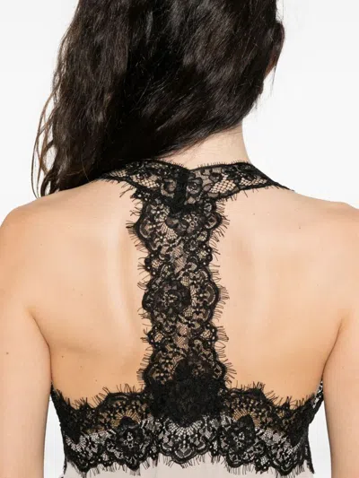 Pinko Lingerie Top With Lace In Gray