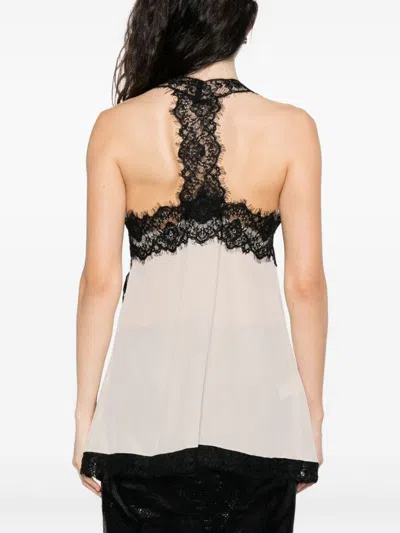 Pinko Lingerie Top With Lace In Gray