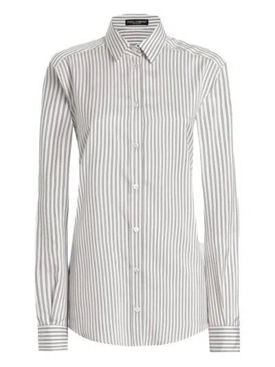 Dolce & Gabbana Silk Shirt With Striped Print Clothing In White