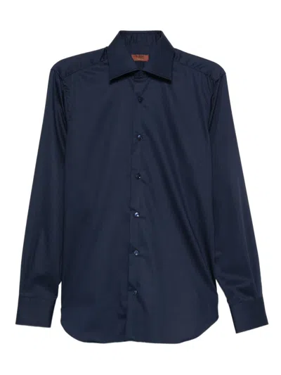 Barba Napoli Long-sleeve Button-down Shirt In Blue