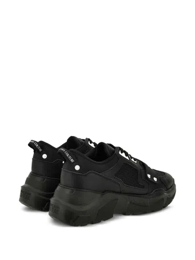Versace Jeans Couture Logo-plaque Mesh Sneakers In Black