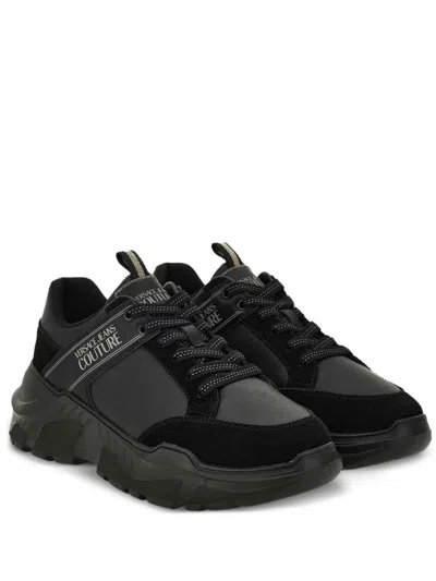 Versace Jeans Couture Logo-patch Chunky Sneakers In Black