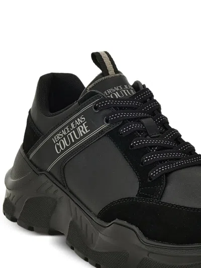 Versace Jeans Couture Logo-patch Chunky Sneakers In Black