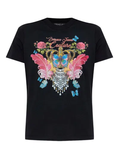Versace Jeans Couture Butterfly Crown-print T-shirt In Black