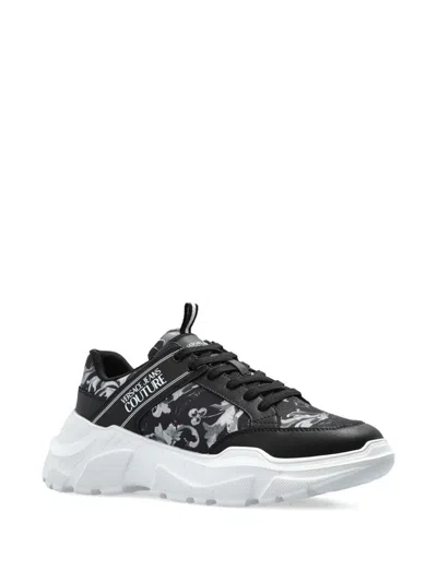 Versace Jeans Couture Baroque-print Sneakers In Black