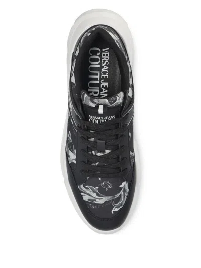 Versace Jeans Couture Baroque-print Sneakers In Black