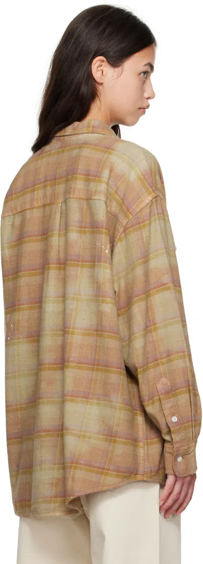R13 Multicolor Boyfriend Shirt In Brown