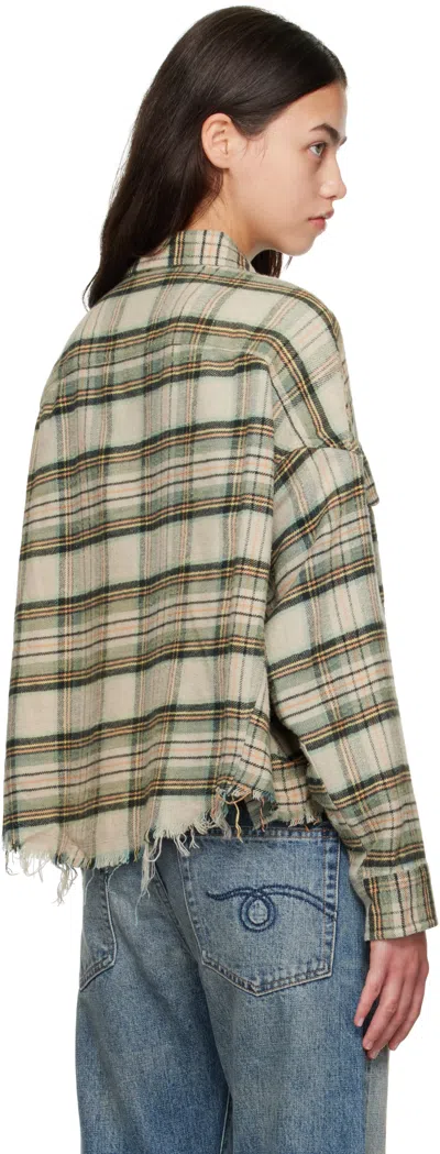 R13 Beige & Green Cropped Work Shirt