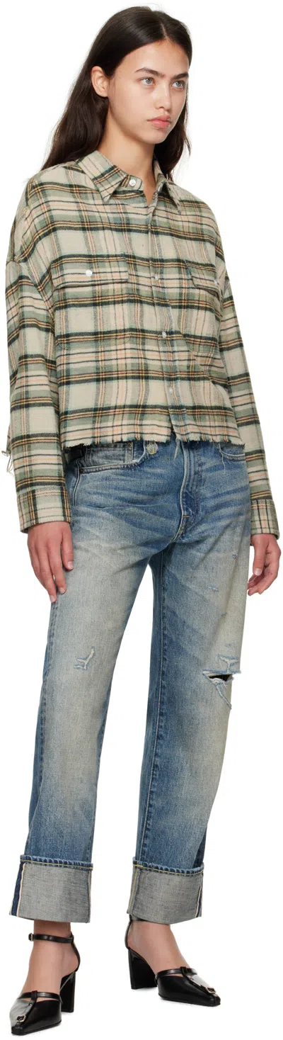 R13 Beige & Green Cropped Work Shirt