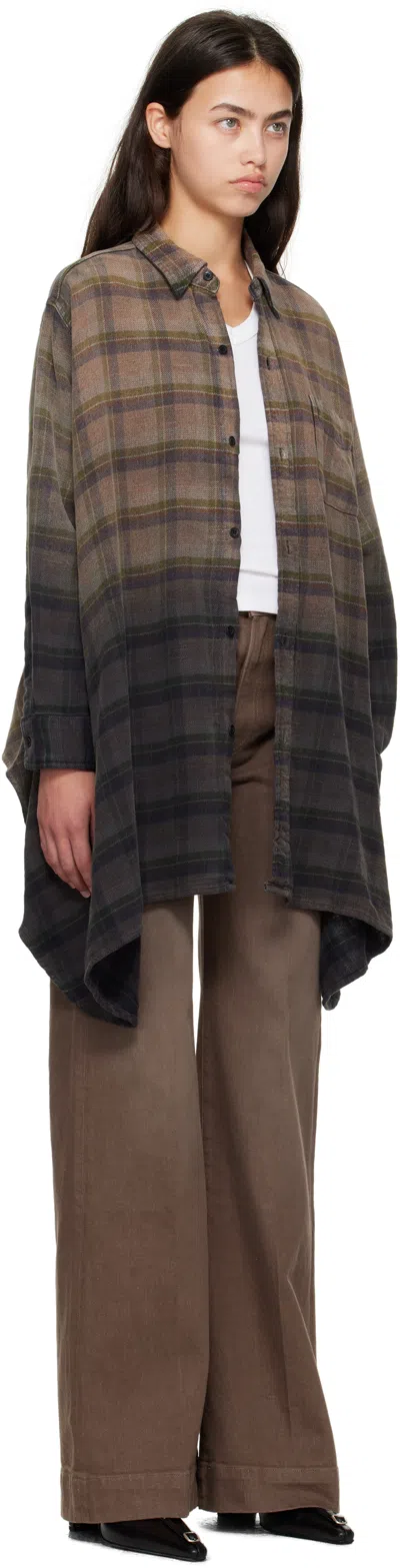 R13 Black Draped Front Shirt In Multi