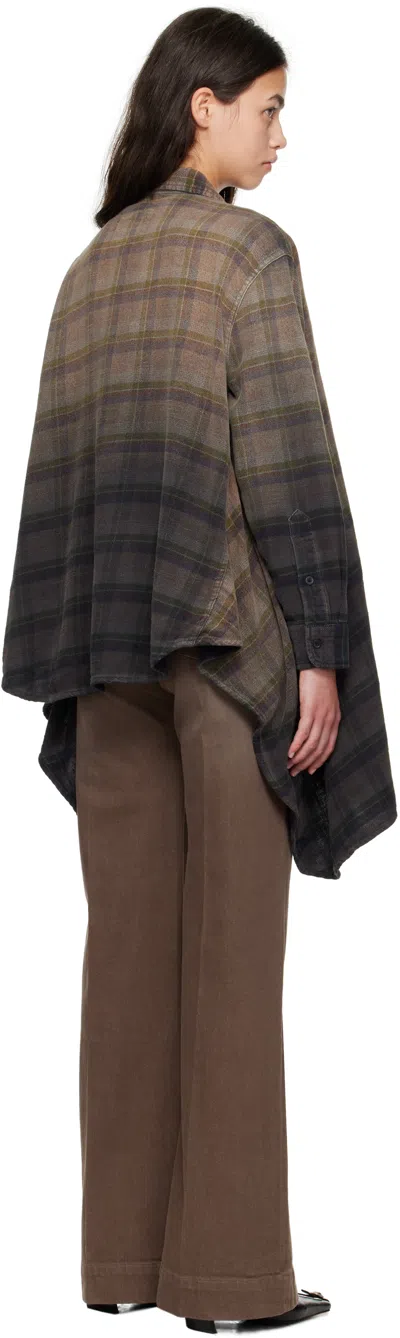R13 Black Draped Front Shirt In Multi