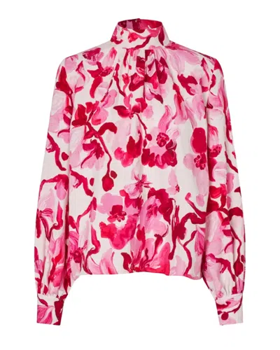 Stine Goya Gathered High Neck Long Sleeve Top In Multi