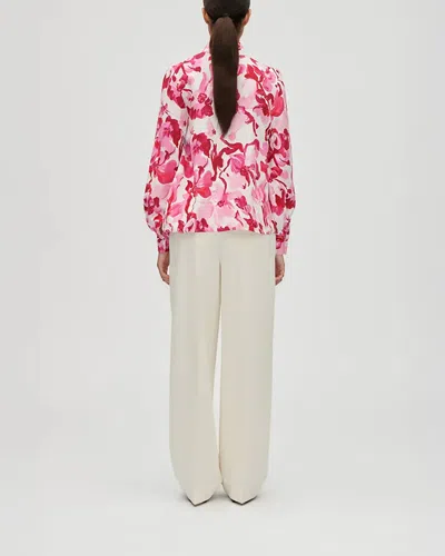 Stine Goya Gathered High Neck Long Sleeve Top In Multi