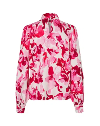 Stine Goya Gathered High Neck Long Sleeve Top In Multi