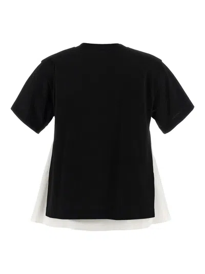 Sacai Double Layer T-shirt In Black