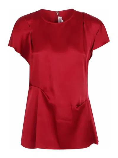 Victoria Beckham Draped Pleat Detail Top In Red