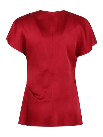Victoria Beckham Draped Pleat Detail Top In Red