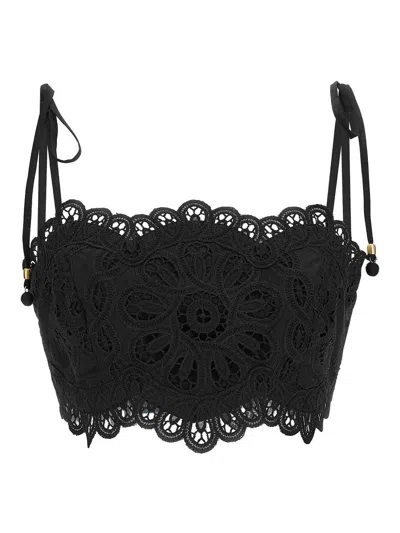 Zimmermann Rhiannon Embroidered Top In Black