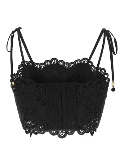 Zimmermann Rhiannon Embroidered Top In Black