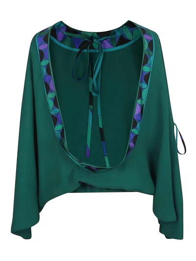 Pucci Open-back Blouse In Green