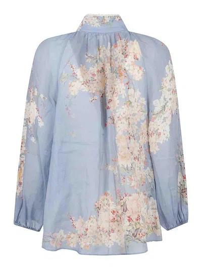 Zimmermann Cascadian Billowed Ramie Shirt In Multi