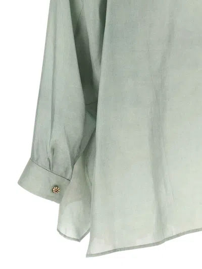 Zimmermann Floral Silk Shirt Featuring Buttoned Cuffs In Green