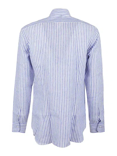 Buonamassa Cotton Striped Shirt With Classic Fit And Versatile Style In Blue