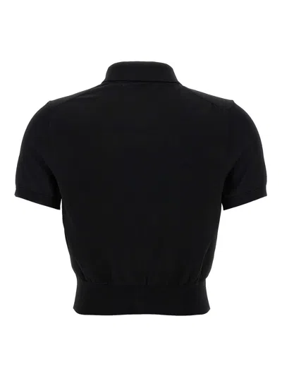 Alexander Wang T T By Alexander Wang Logo Patch Polo Shirt In Black