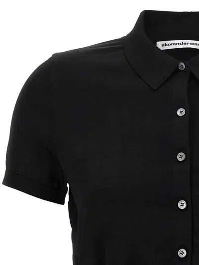 Alexander Wang T T By Alexander Wang Logo Patch Polo Shirt In Black