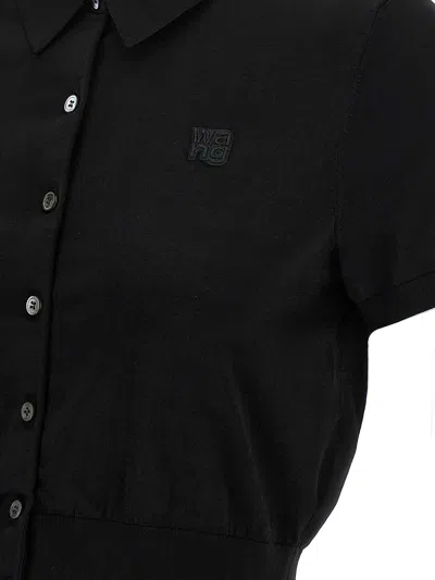 Alexander Wang T T By Alexander Wang Logo Patch Polo Shirt In Black