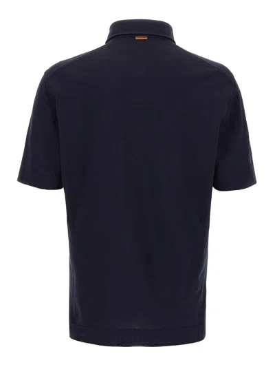 Zegna Men's Piquet Polo T-shirt In Black