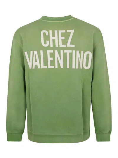 Valentino Cotton S Graphic Print Sweater In Green