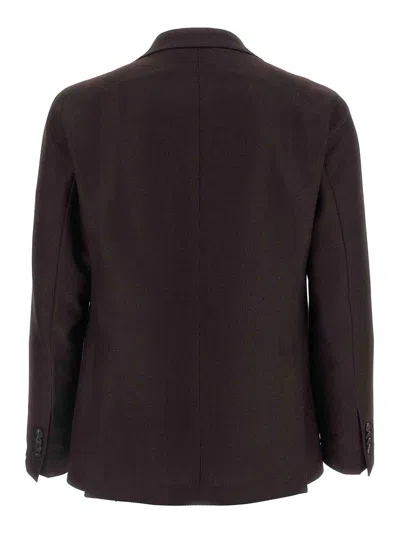 Tagliatore Square Pattern Blazer With Lapel And Pockets In Brown